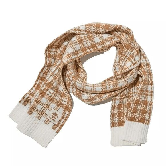 Timberland Scarf Buffalo Plaid Tan Cream Winter Fall Unisex 10x68" - Picture 4 of 7